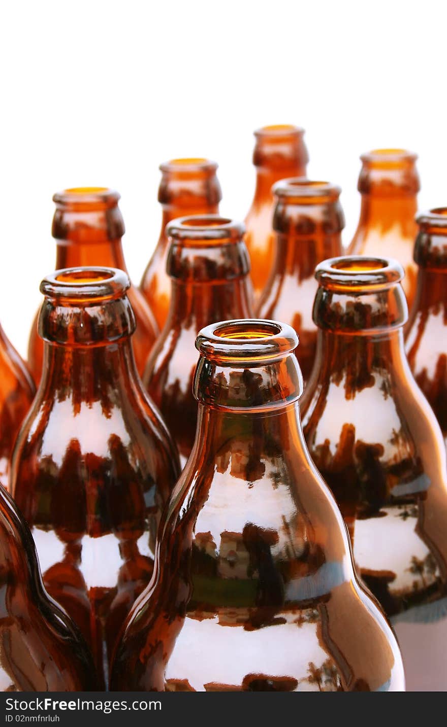 Beer bottles isolated on white background.