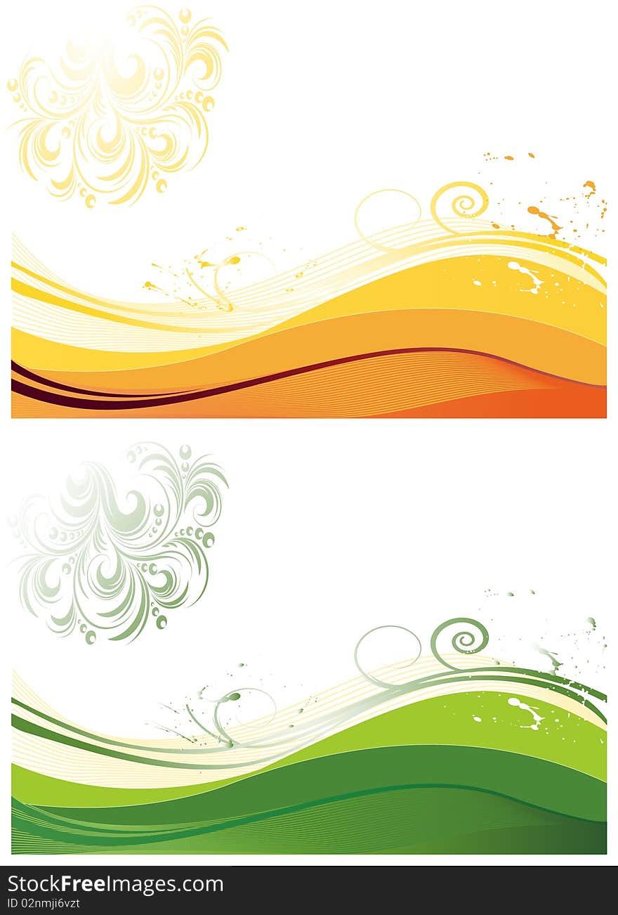 Simple wave bright yellow and green shading wave form of the card. Simple wave bright yellow and green shading wave form of the card