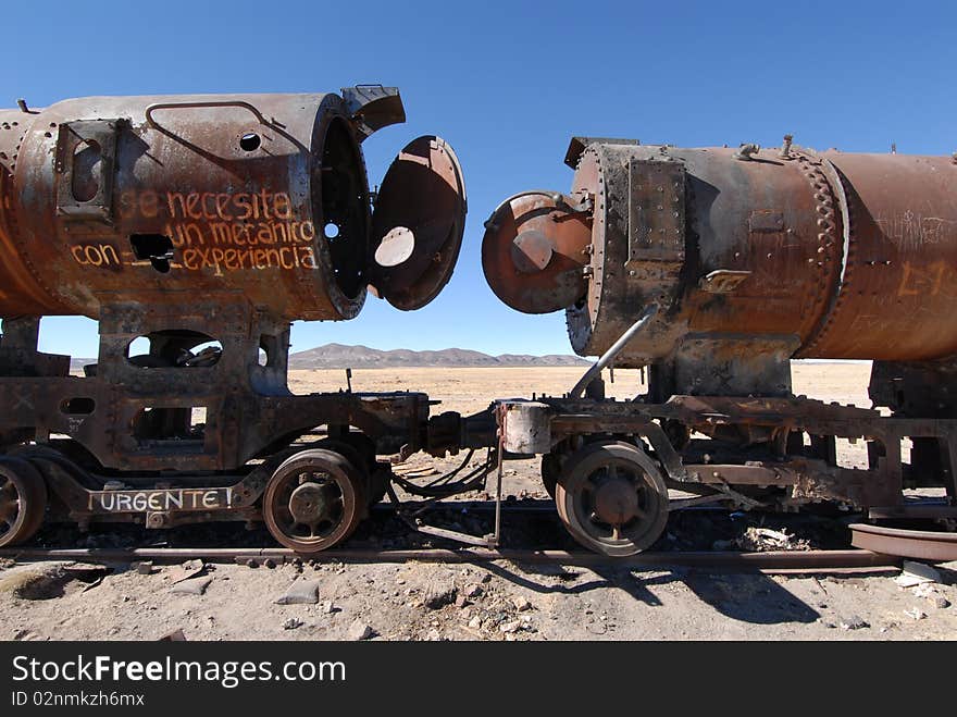 Old train in Bolivia, Uyuni