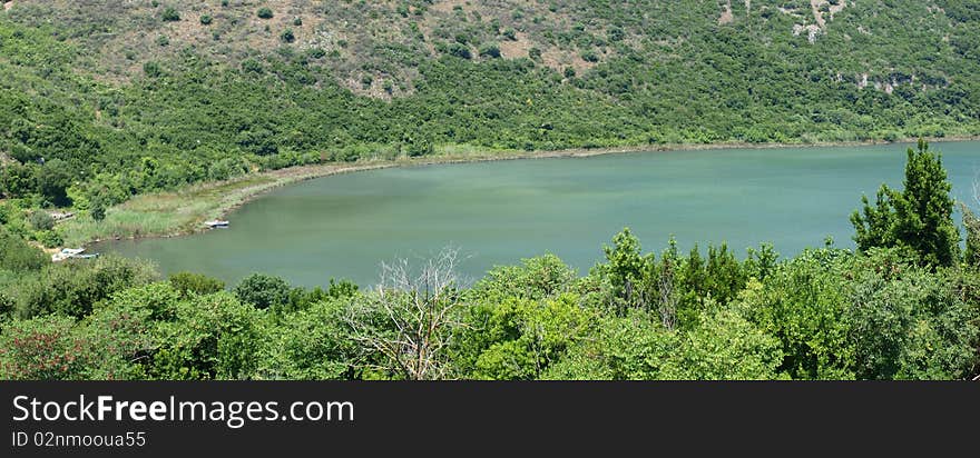 The panoramic view of Lake Butrint, Albania