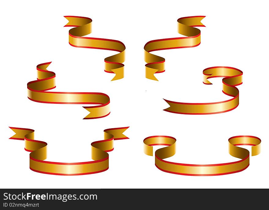 Vector illustration - gold belt with red stripes. Vector illustration - gold belt with red stripes.