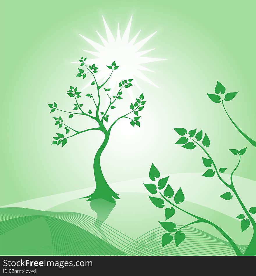 Green trees, eco background - vector graphics. Green trees, eco background - vector graphics