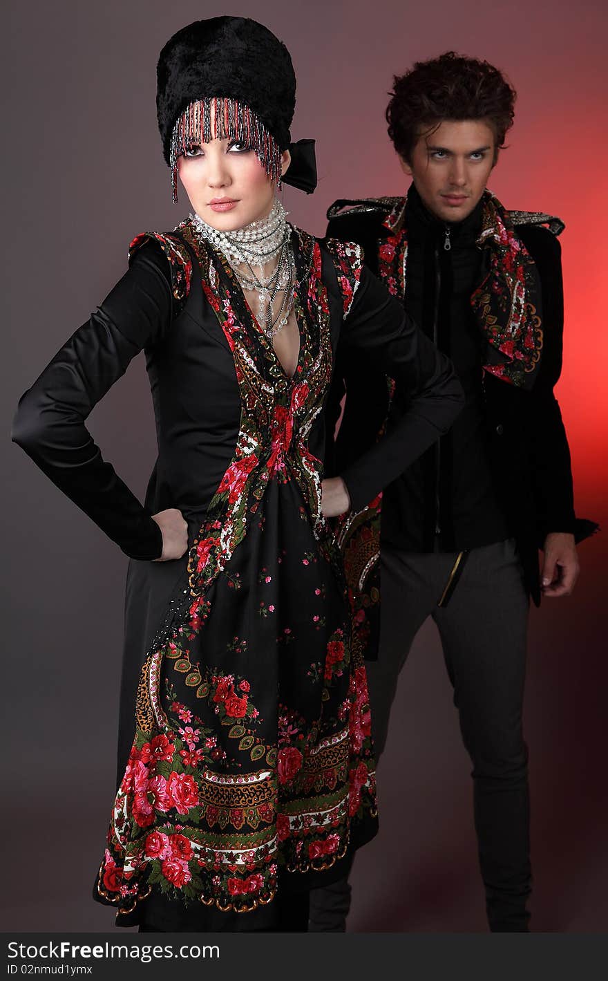 Pair models in exclusive design clothes