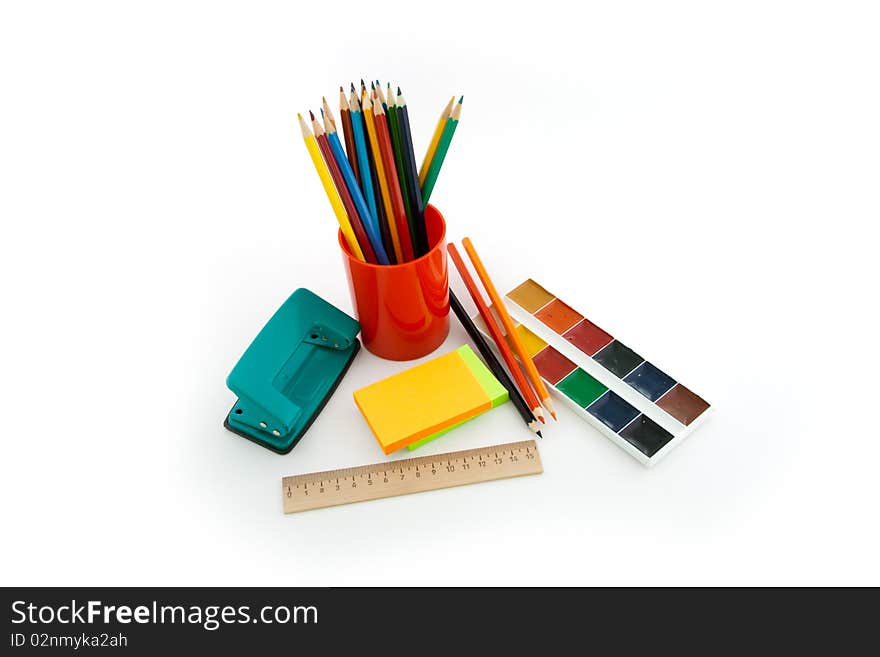 Stationery isolated on a white background