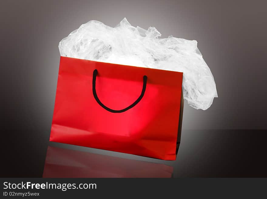 Red paper bag with light inside