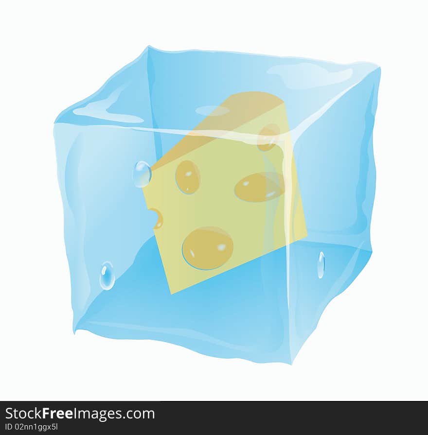 The frozen cube in which is located a cheese piece