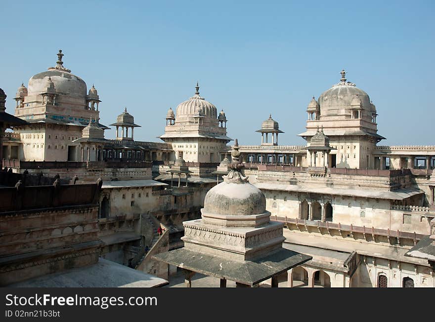 Court of the Raj Mahal palace at Orcha ,India,Madhya Pradesh - famous landmark. Court of the Raj Mahal palace at Orcha ,India,Madhya Pradesh - famous landmark