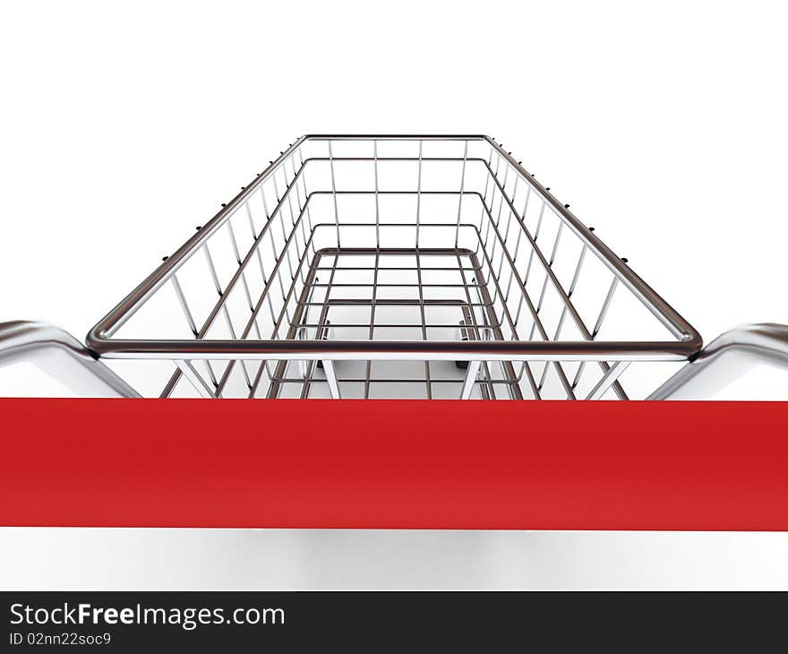 Shopping cart isolated on white background. High quality 3d render.