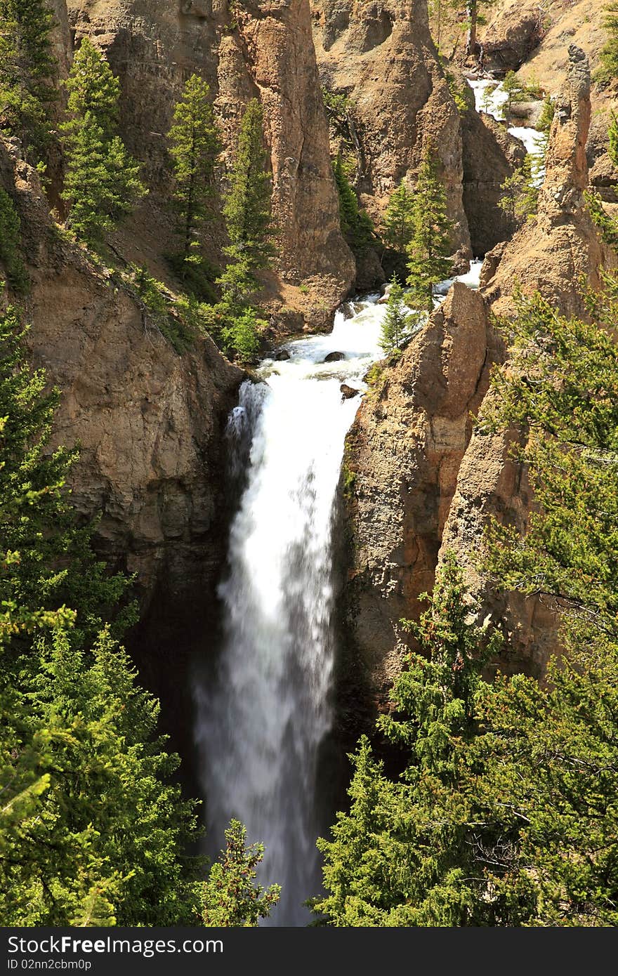 Waterfall in Yellowstone National Park. Wyoming. USA.