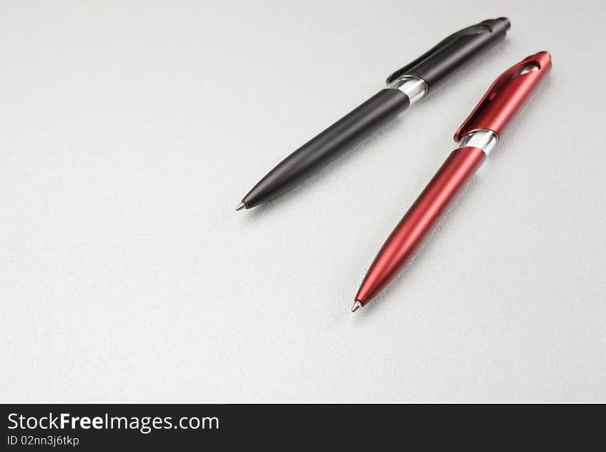 Set Of Colored Pens On Table