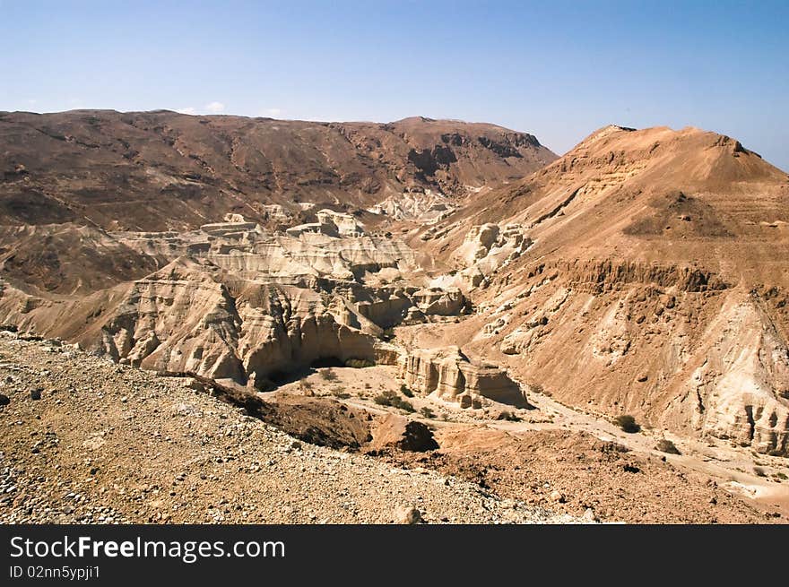 Summer travel on hot stone desert