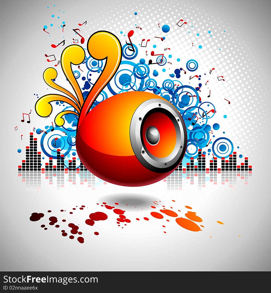 Vector illustration for a musical theme with speakers and abstract design elements