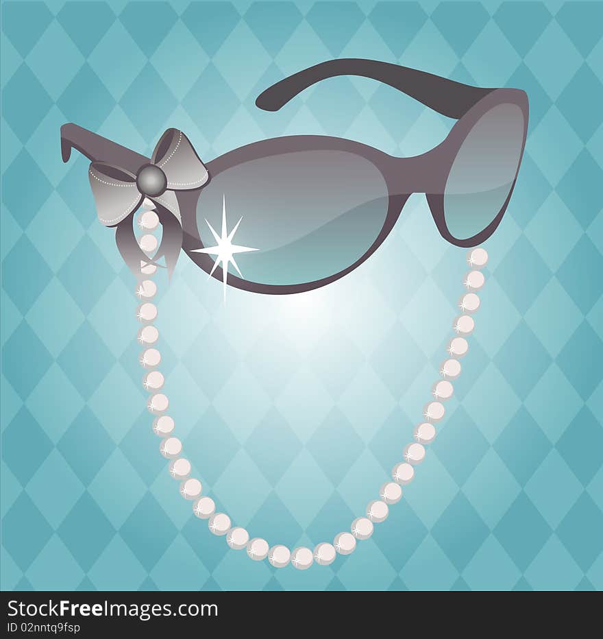 Cute sunglasses with ribbons and a pearl chain. Cute sunglasses with ribbons and a pearl chain