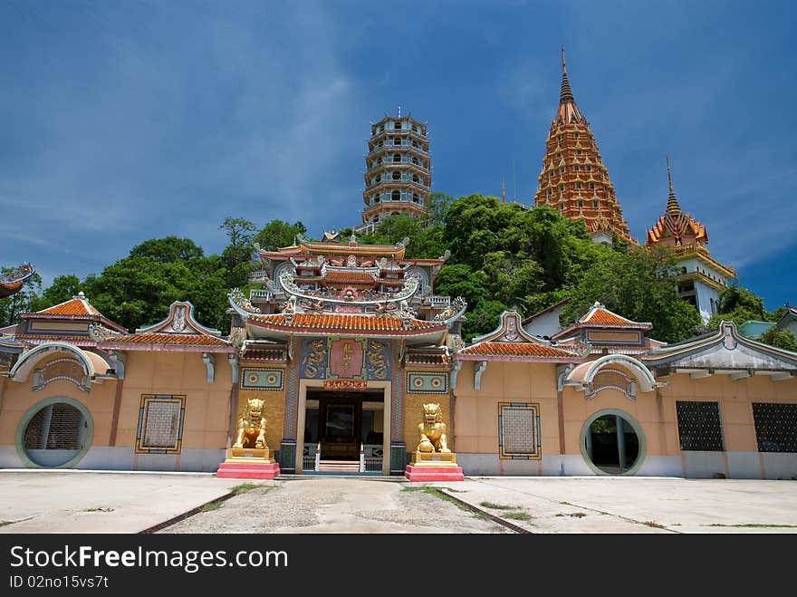 Chinese stye and Thai stye of temple on the mountain. Chinese stye and Thai stye of temple on the mountain