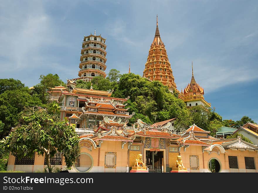 Chinese stye and Thai stye of temple on the mountain. Chinese stye and Thai stye of temple on the mountain