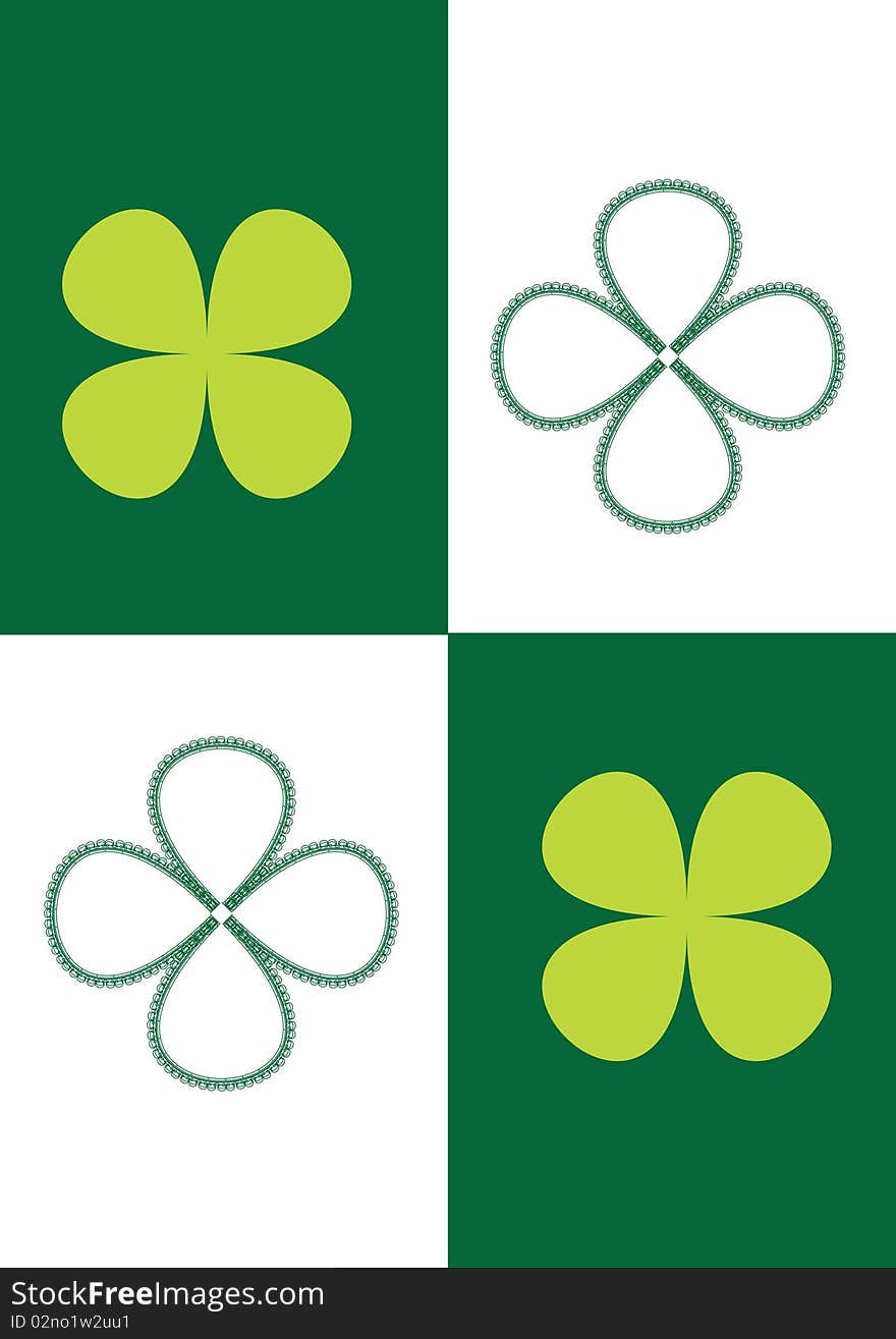 Green computer illustration with four-leaf clover. Green computer illustration with four-leaf clover