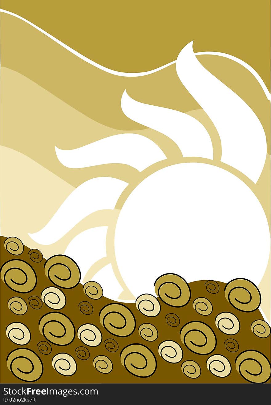 Illustration representing an abstract meadow lit by the sun. Illustration representing an abstract meadow lit by the sun.