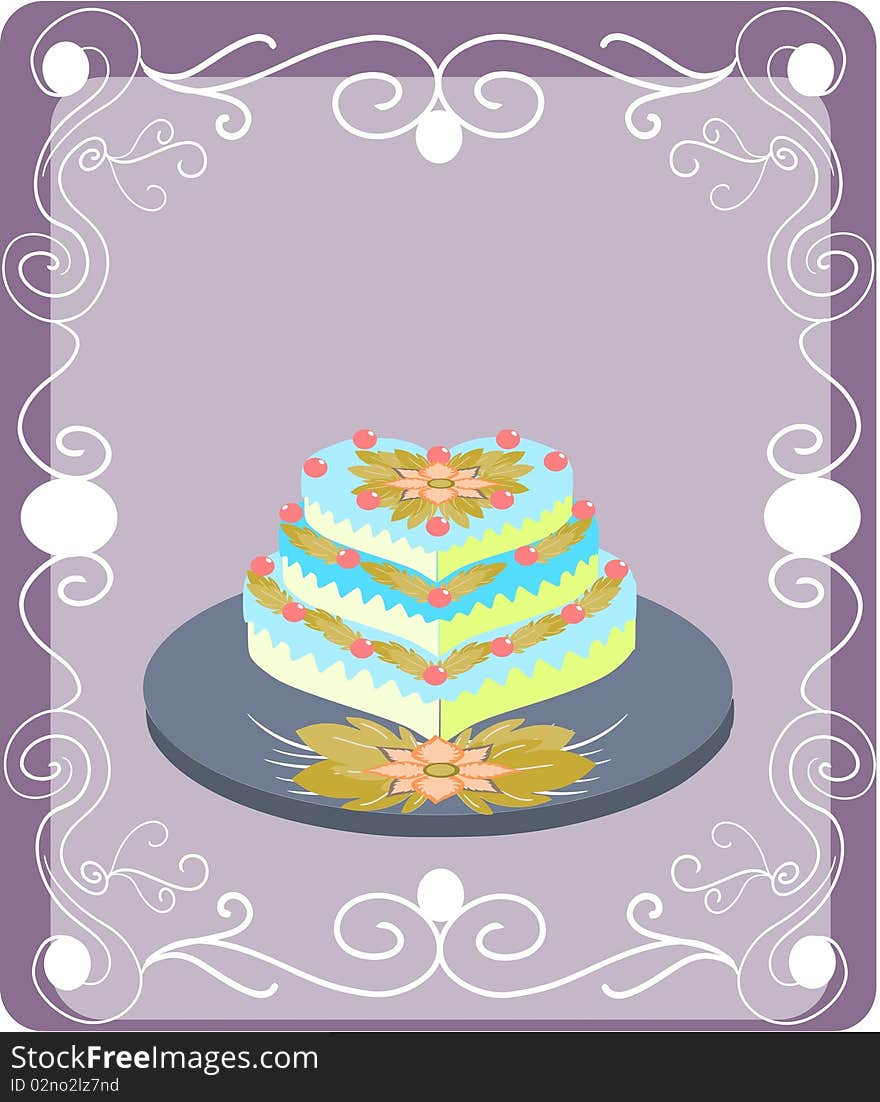 greeting card with Wedding cake