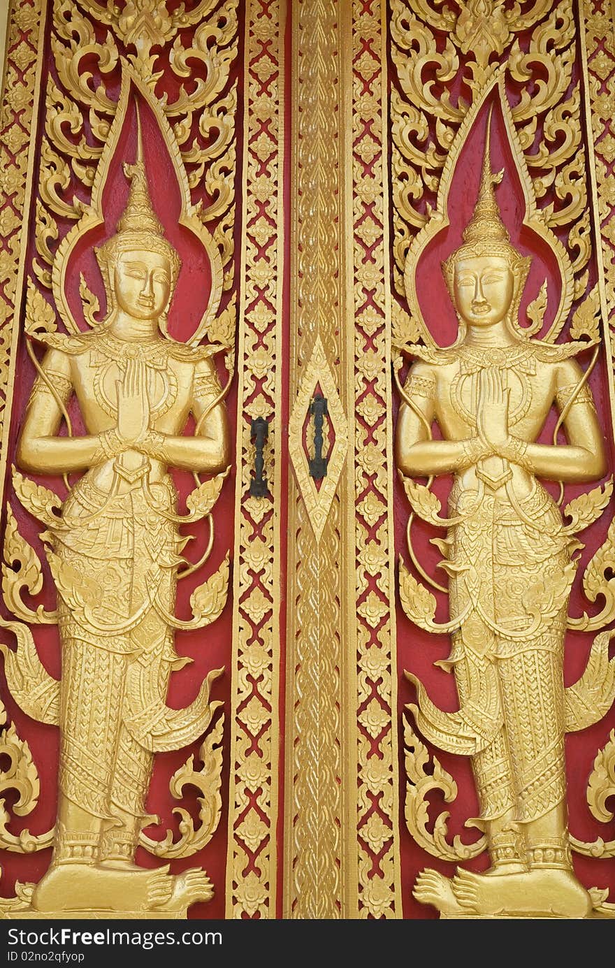 Detail of the door in buddhist temple