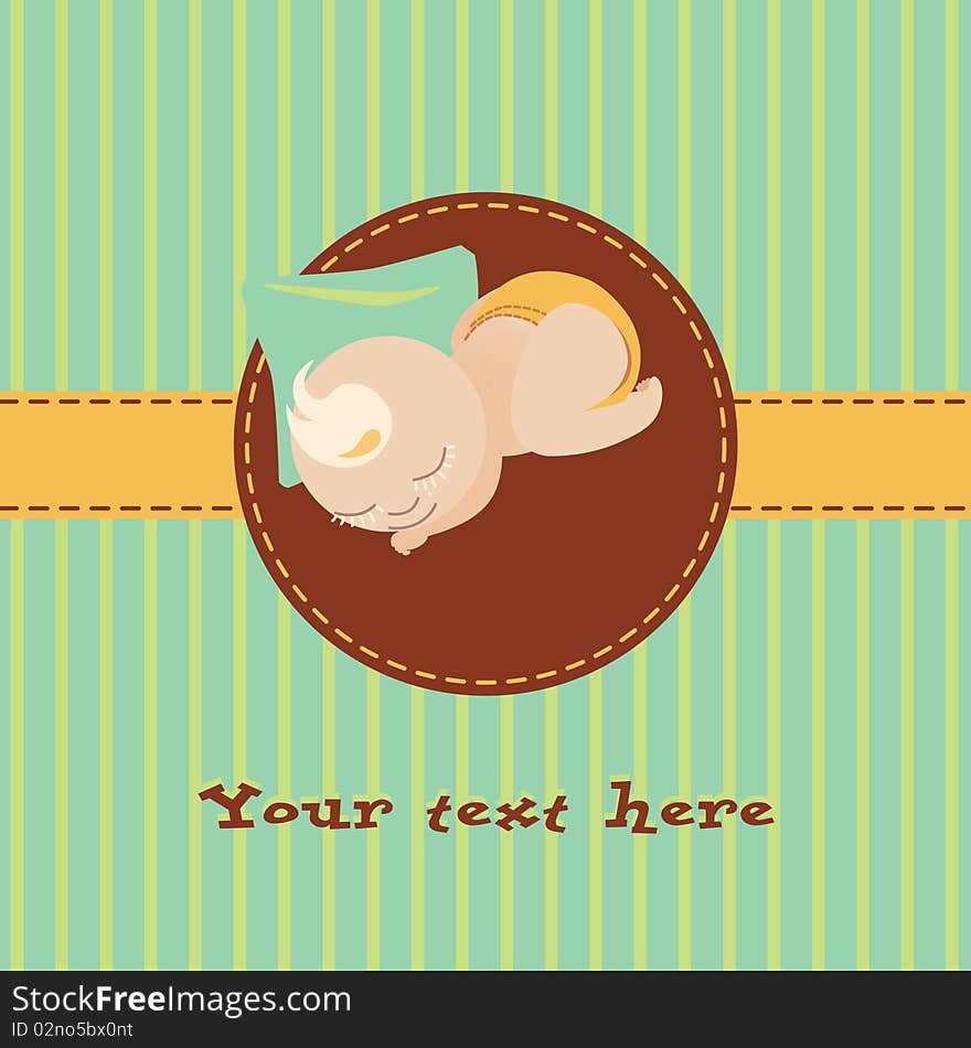 Greeting card with the birth of baby. Greeting card with the birth of baby