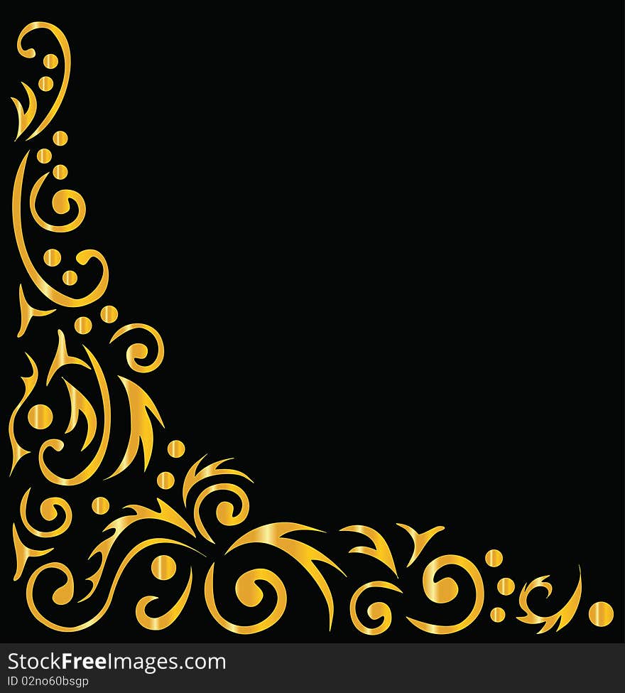 Ornamental background, black and gold. High resolution JPEG and EPS-8 files included.