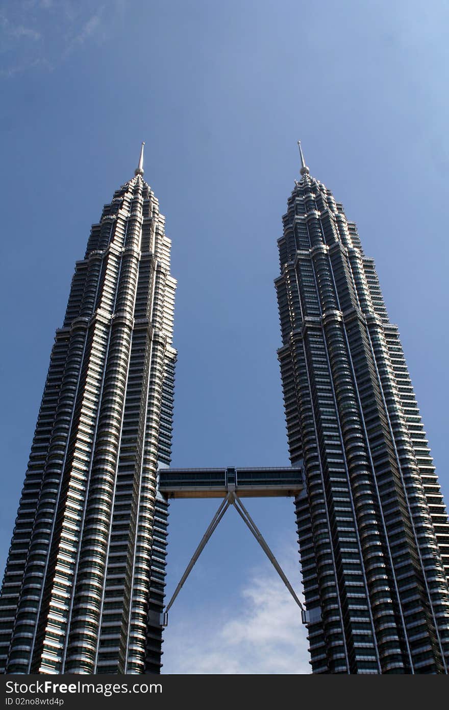 Petronas Towers high above the city of kuala Lumpur in Malesia