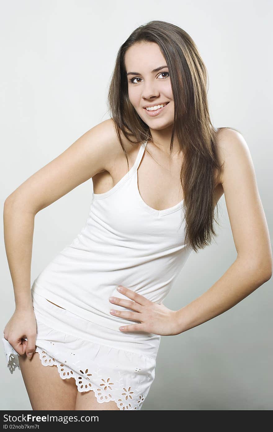 Beautiful woman posing in studio