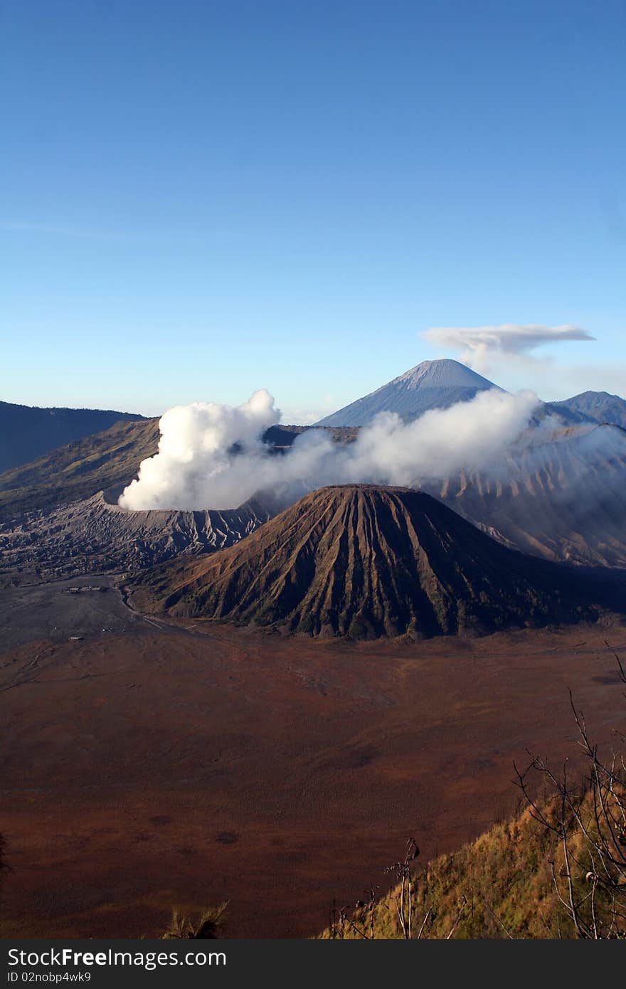 A huge vulcano with three craters on the island of Java, Indonesia. A huge vulcano with three craters on the island of Java, Indonesia