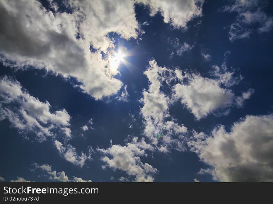 Blue sky, natural sun, background