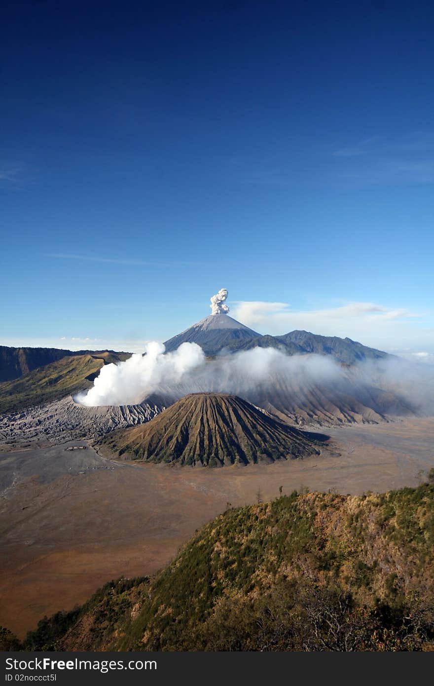 A huge vulcano with three craters on the island of Java, Indonesia. A huge vulcano with three craters on the island of Java, Indonesia