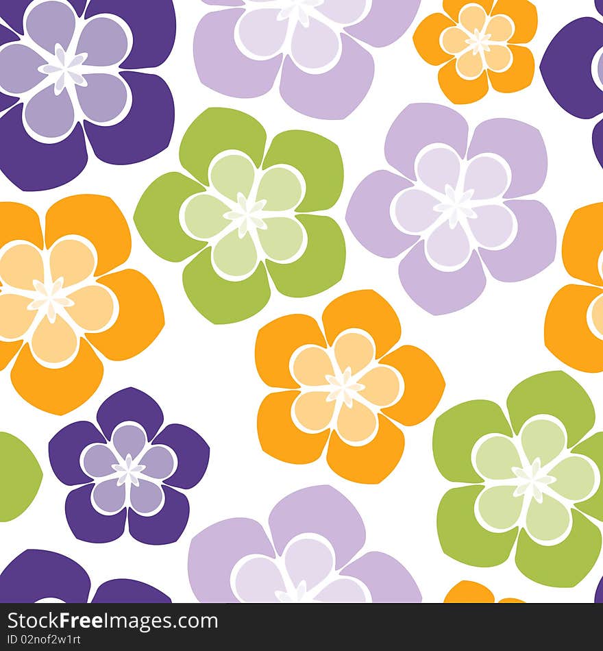 Colorful spring flowers seamless background pattern