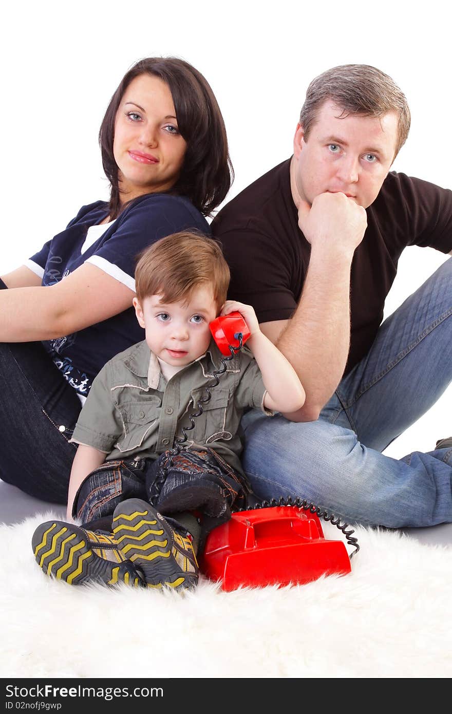 Happiness family on the white background