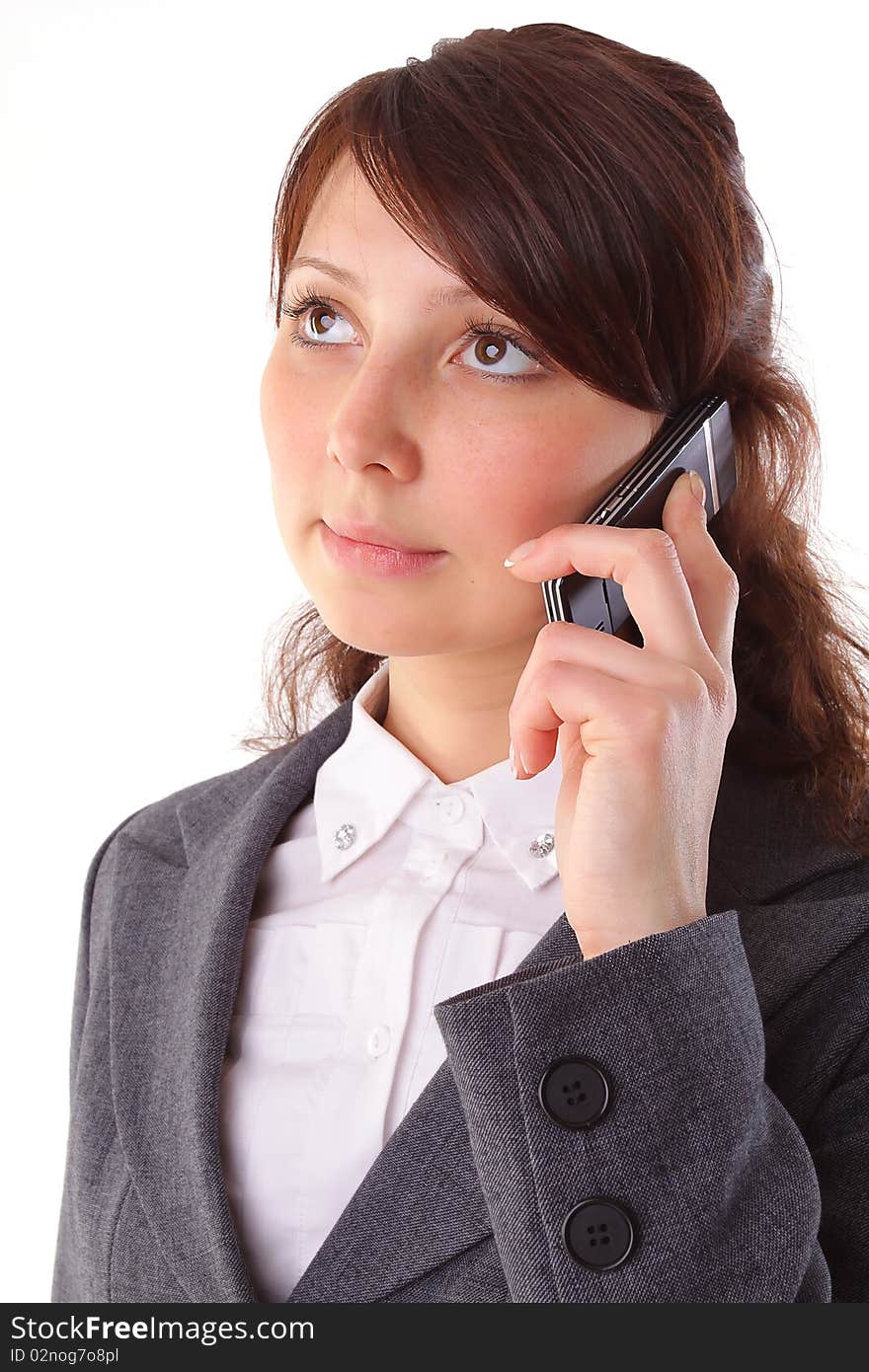 Smiling Business Woman Talking At Cell Phone