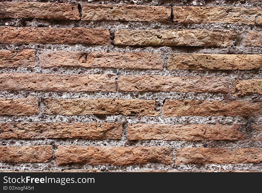 Close-up of a red brick wall