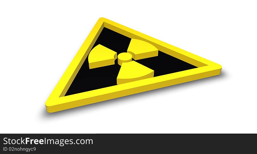 Radioactive radiation sign on a white isolated