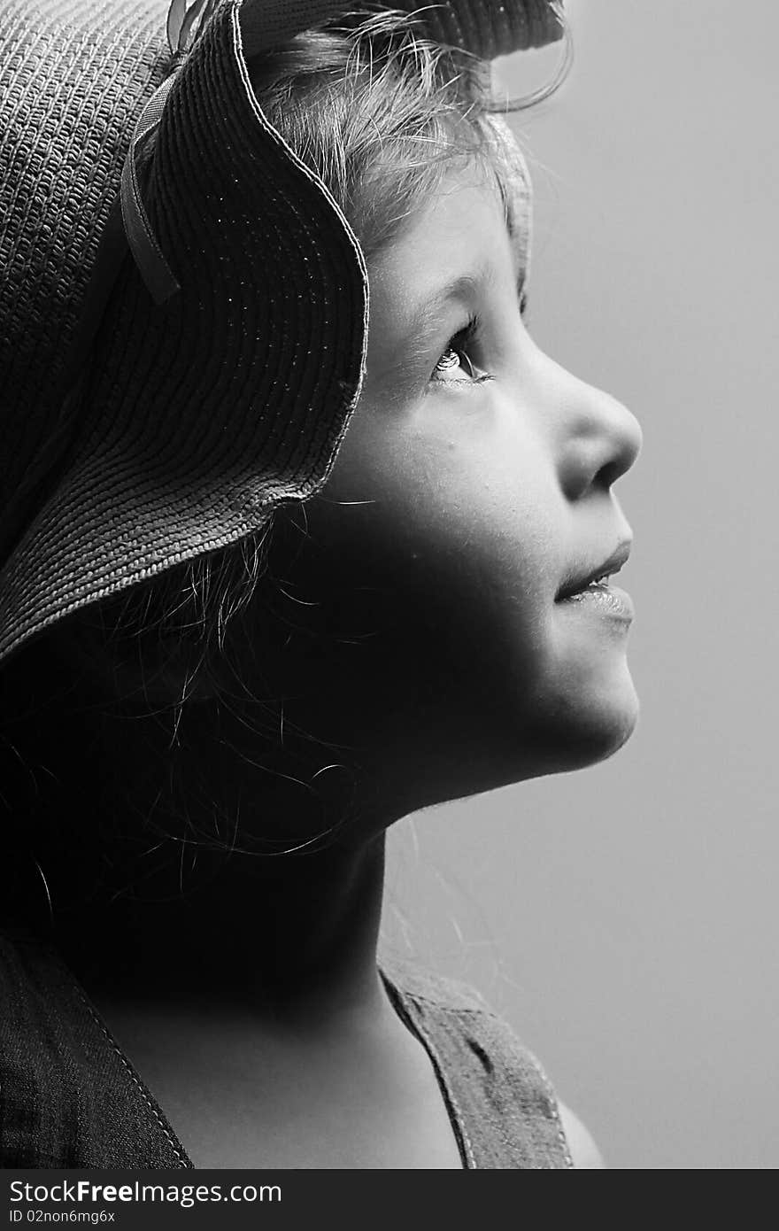 Black and white portrait of little girl