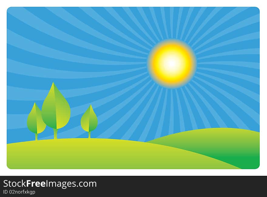 Vector Spring Landscape, Illustration scene. Vector Spring Landscape, Illustration scene