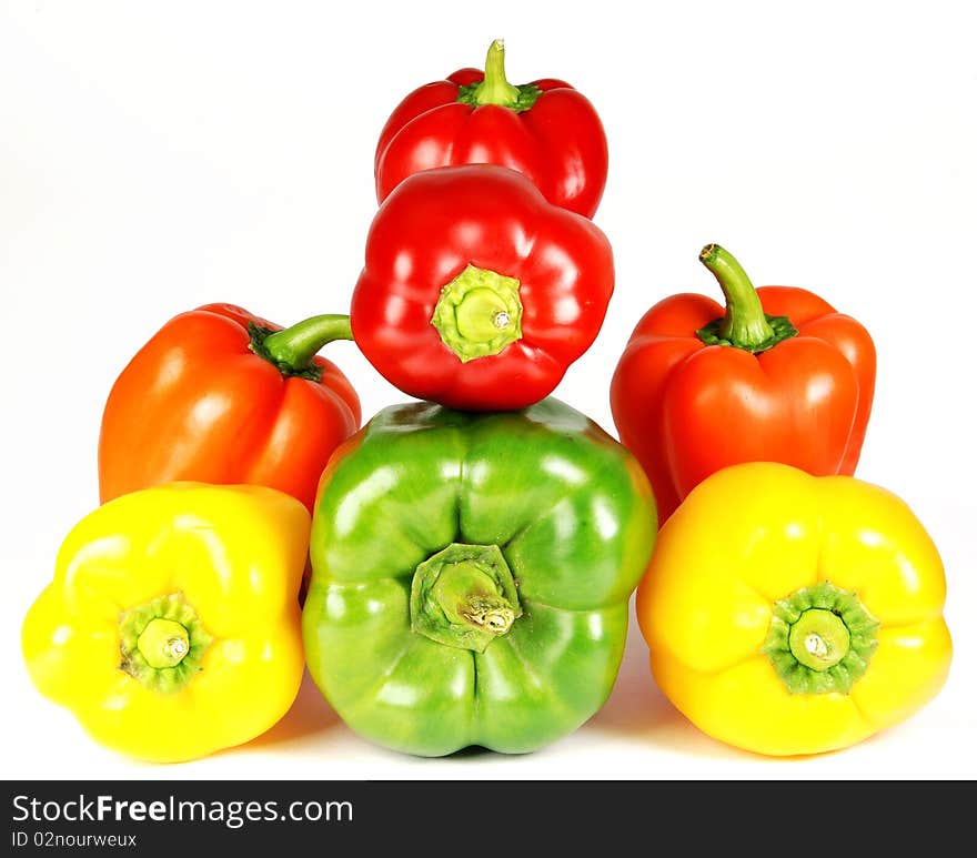 Isolated colorful pepper on white background. Isolated colorful pepper on white background