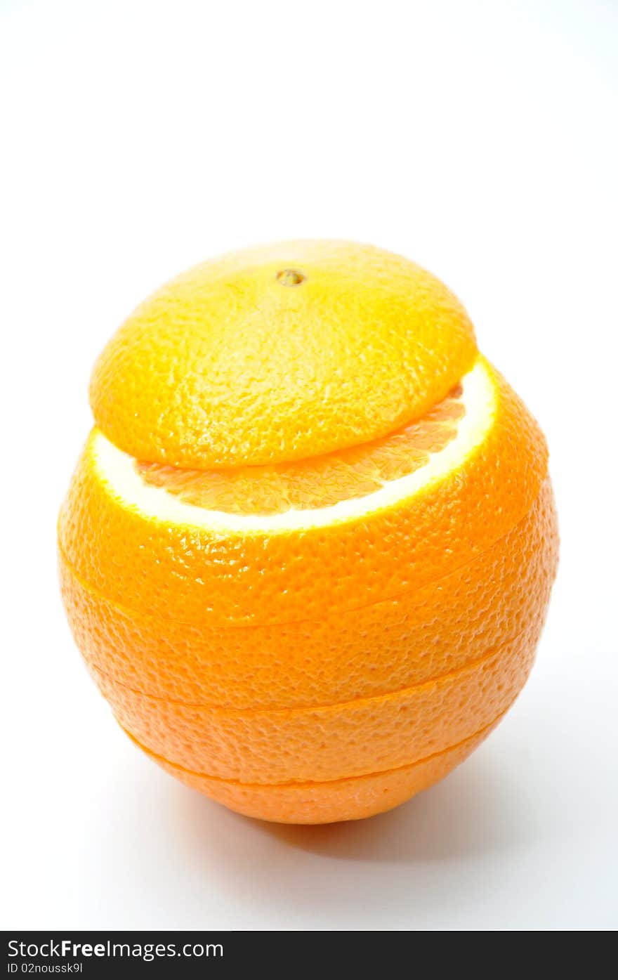 Close-up tasty slice orange on white background. Close-up tasty slice orange on white background