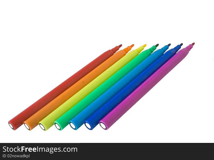 Markets - seven colors of the rainbow  in isolated over white. Markets - seven colors of the rainbow  in isolated over white