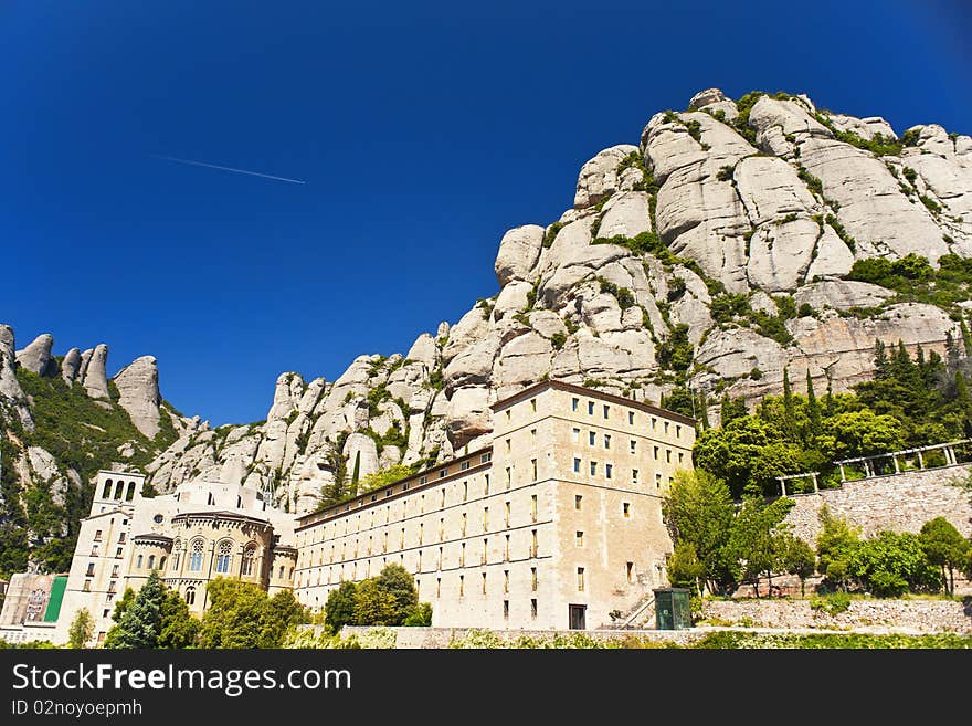 Monastery Montserrat, Spain, against a fascinating mountain background