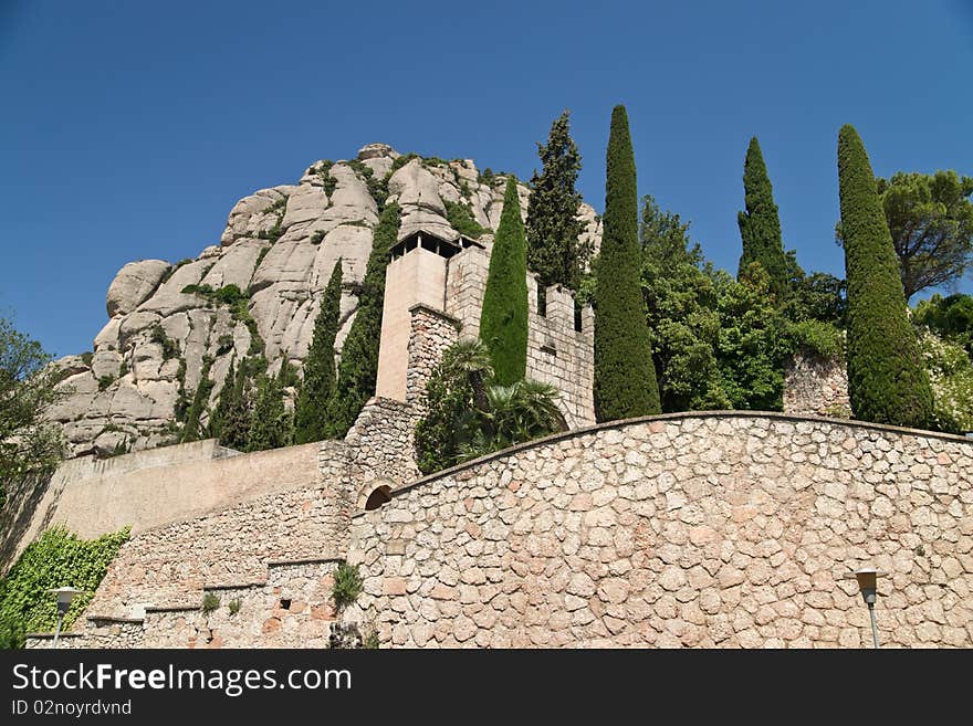 Monastery Montserrat, Spain, against a fascinating mountain background