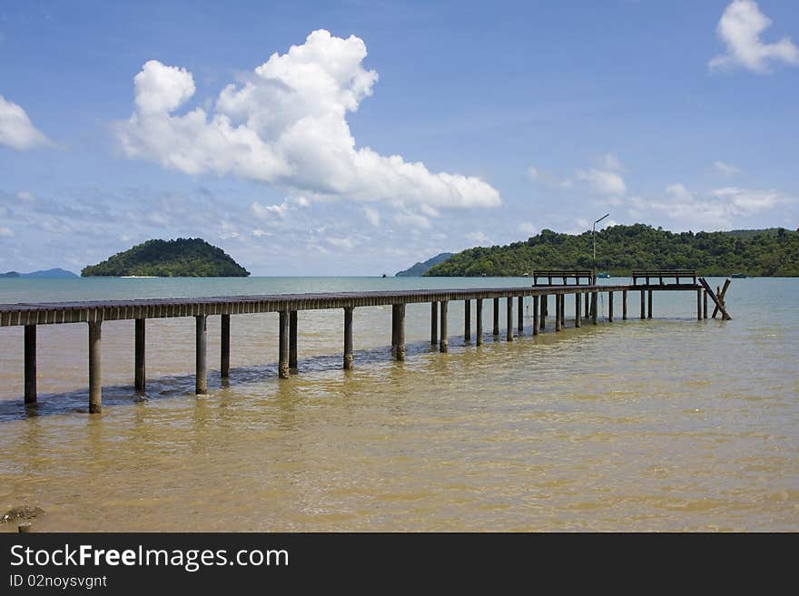 Dock to the ferry pier at island Koh Chang , Thailand.