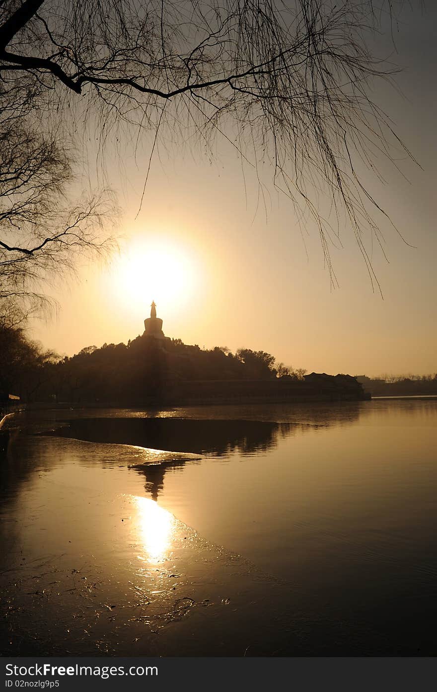 Beihai Stupa With Sunset