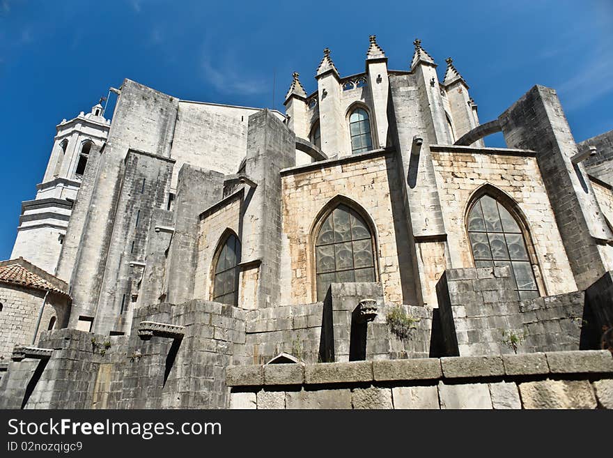 View of Girona cathedral. Catalonia. Spain.