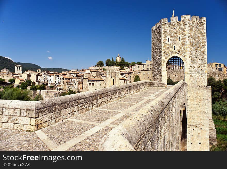 The old medieval town of Besalu, in Catalonia, Spain.