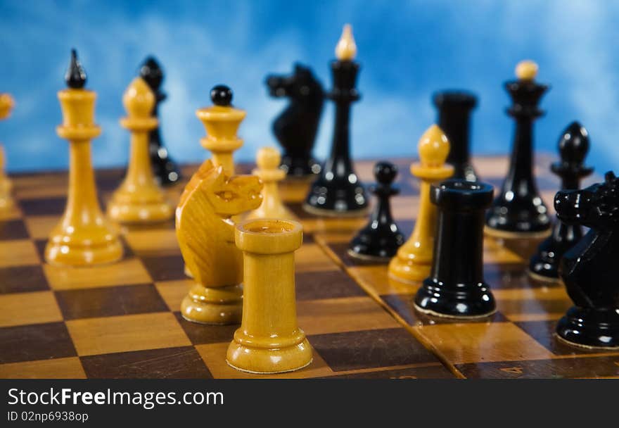 Picture of the chessmen on a chessboard