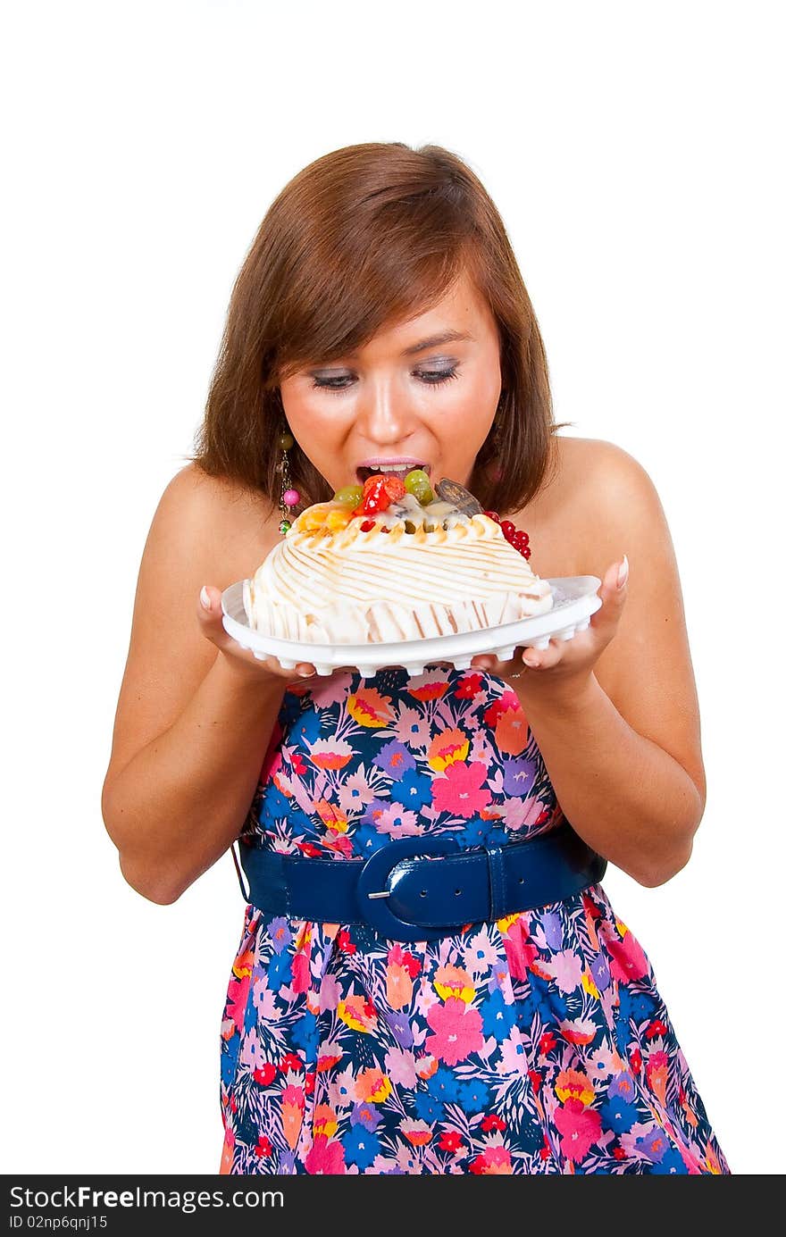 Girl wants to eat a whole cake. Girl wants to eat a whole cake.