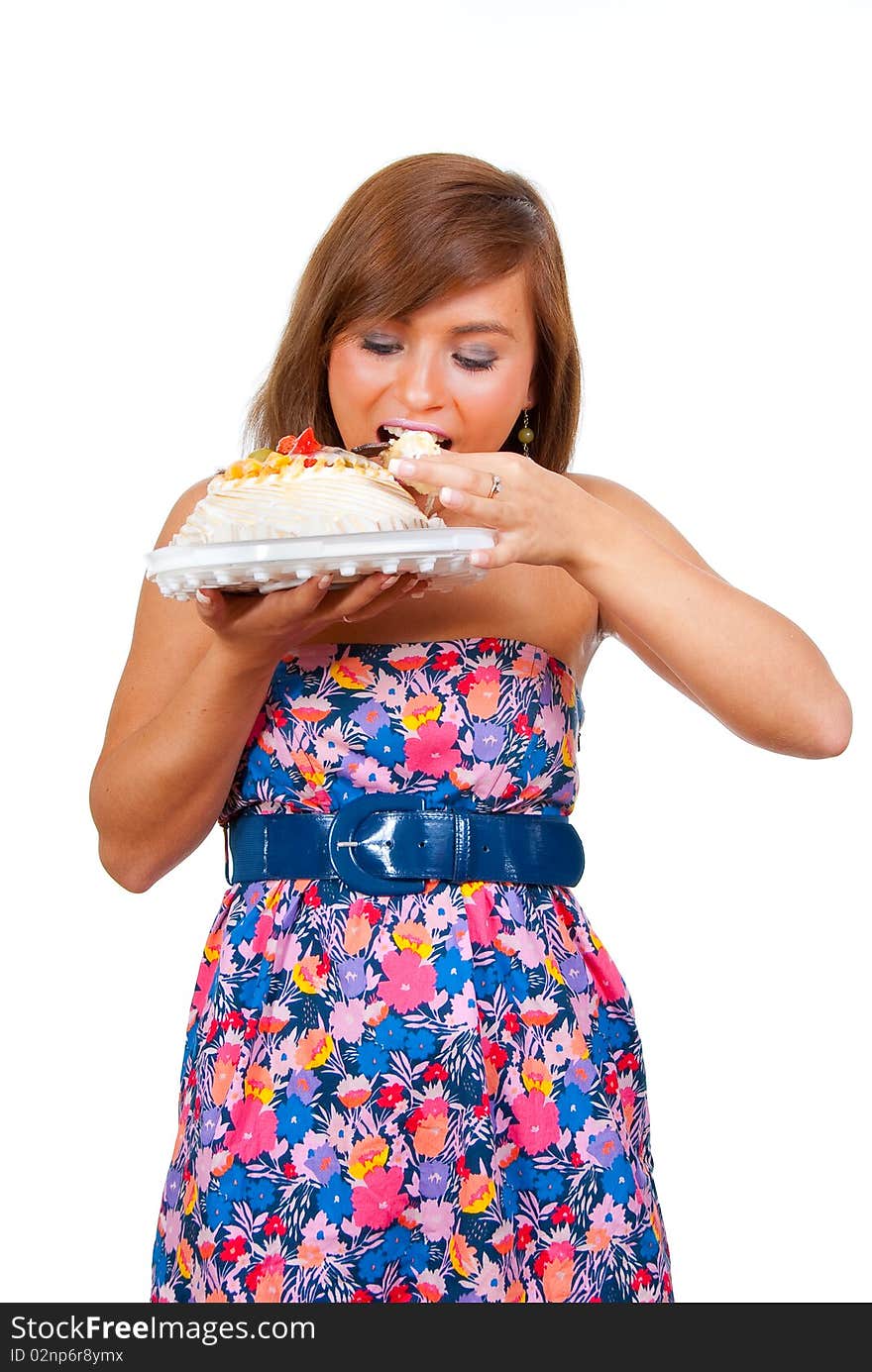 Girl wants to eat a whole cake. Girl wants to eat a whole cake.