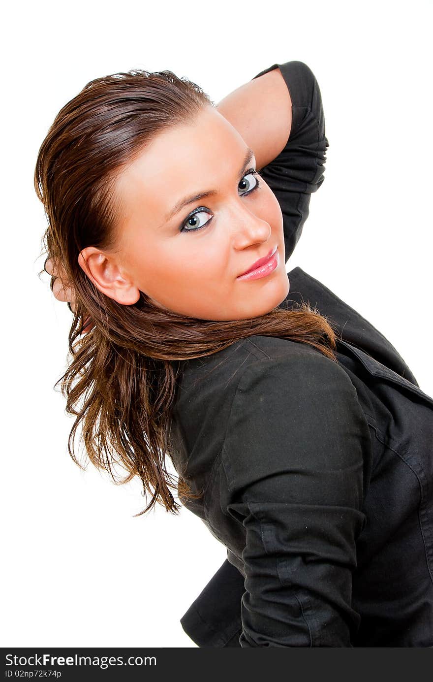 Young girl posing in studio